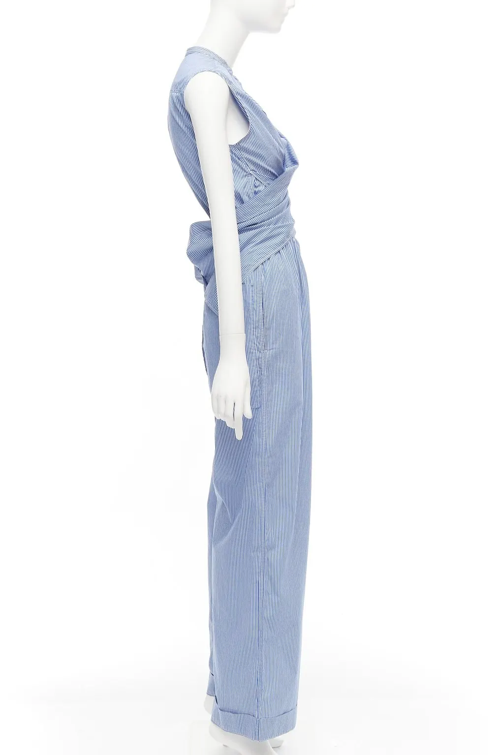 Unsigned Striped Wrap Jumpsuit White Very good - Model View