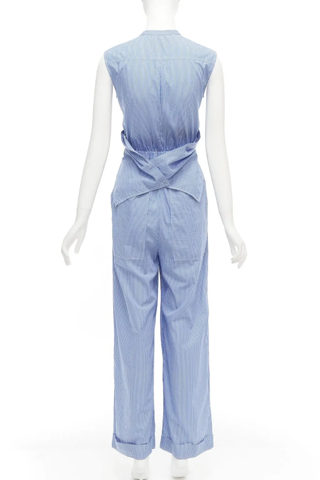 Unsigned Striped Wrap Jumpsuit White Very good - Box View