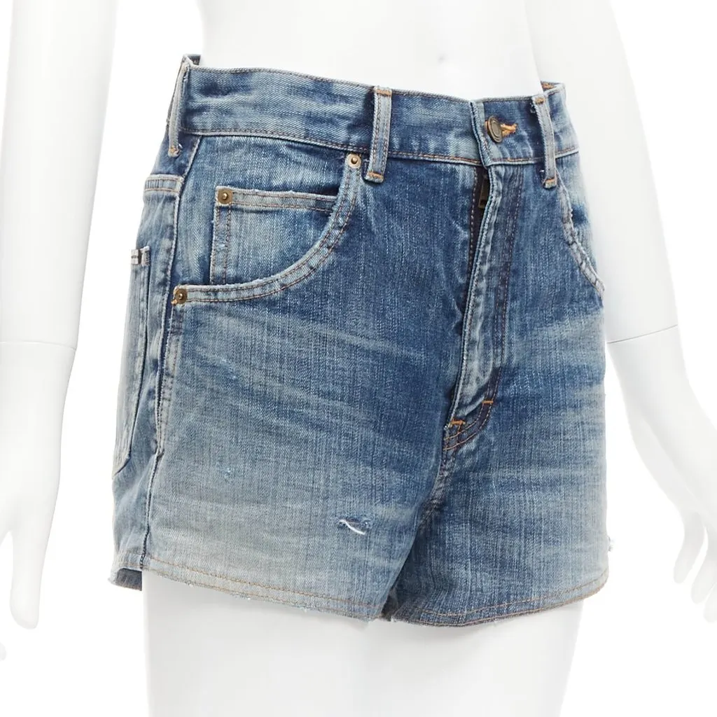 Saint Laurent Padded Wide Shorts Blue Never worn - Inside View