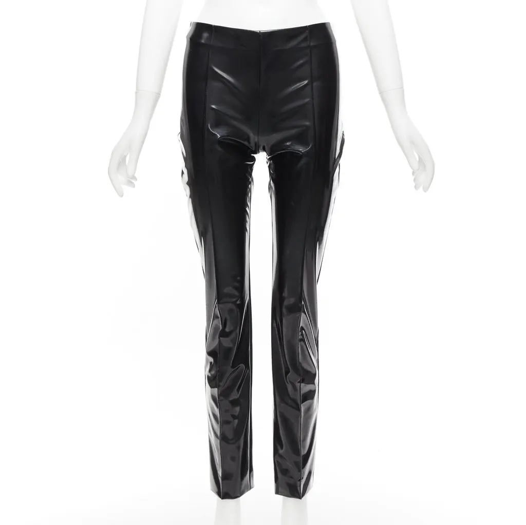 Valentino Vinyl Pleat Pants Black Fair - Front View