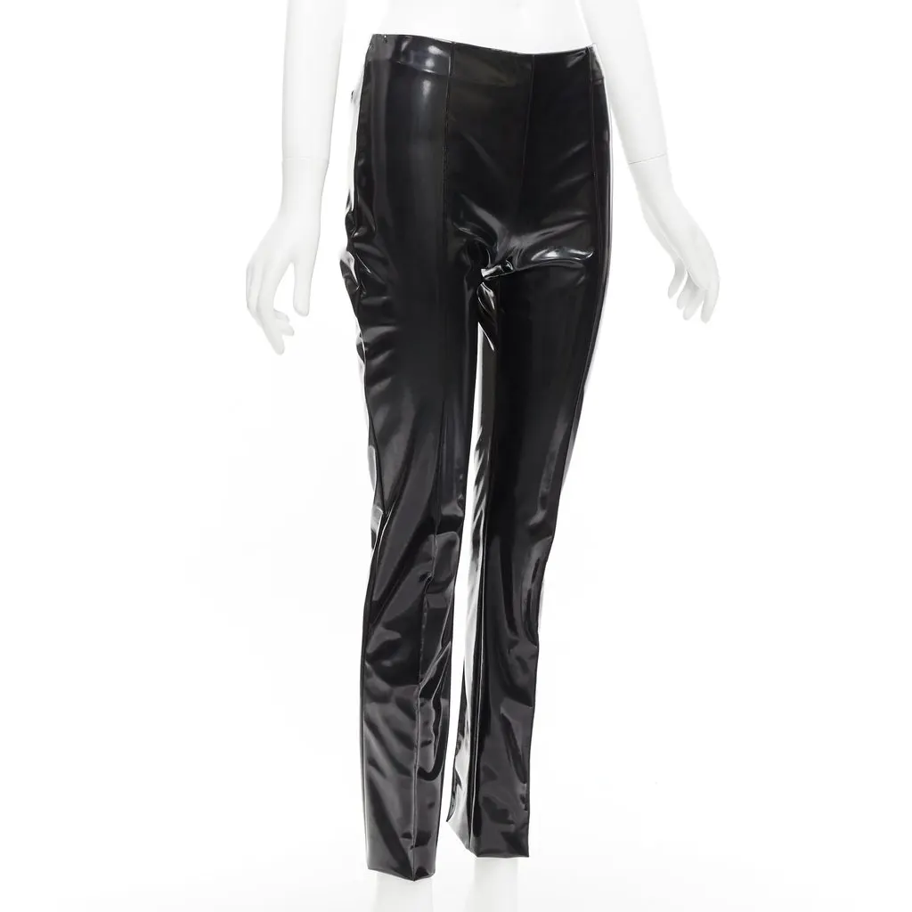 Valentino Vinyl Pleat Pants Black Fair - Back View
