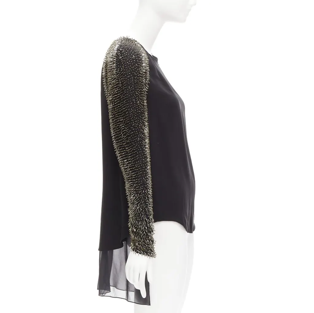 3.1 Phillip Lim Beaded Raglan Top Black Very good - Model View
