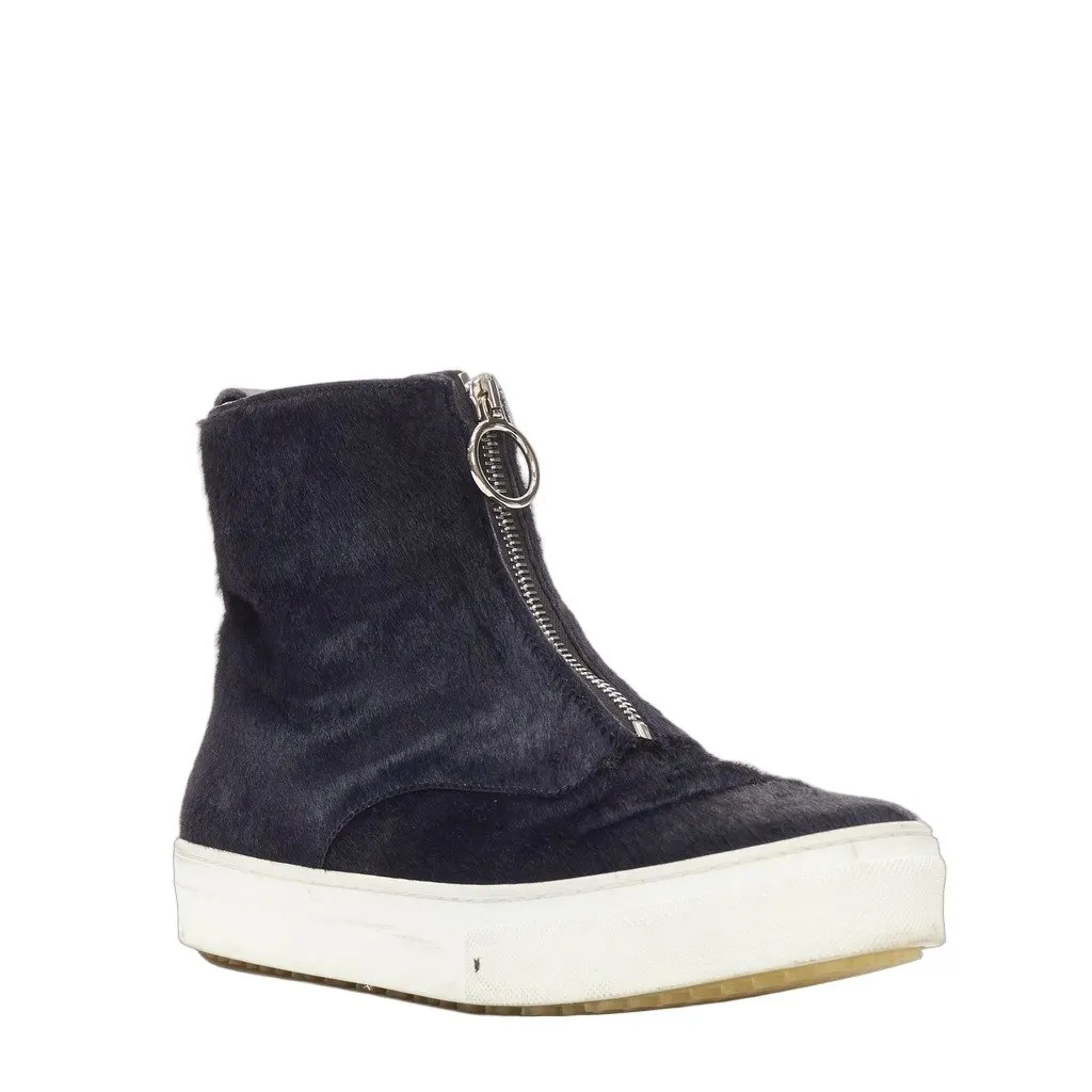 Celine Horse Hair Sneakers Black Leather Fair - Front View