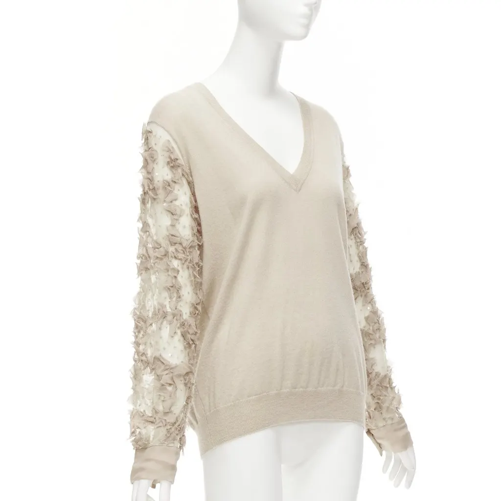 Dries Van Noten Ruffle Sheer Sweater Anthracite Cashmere Good - Inside View