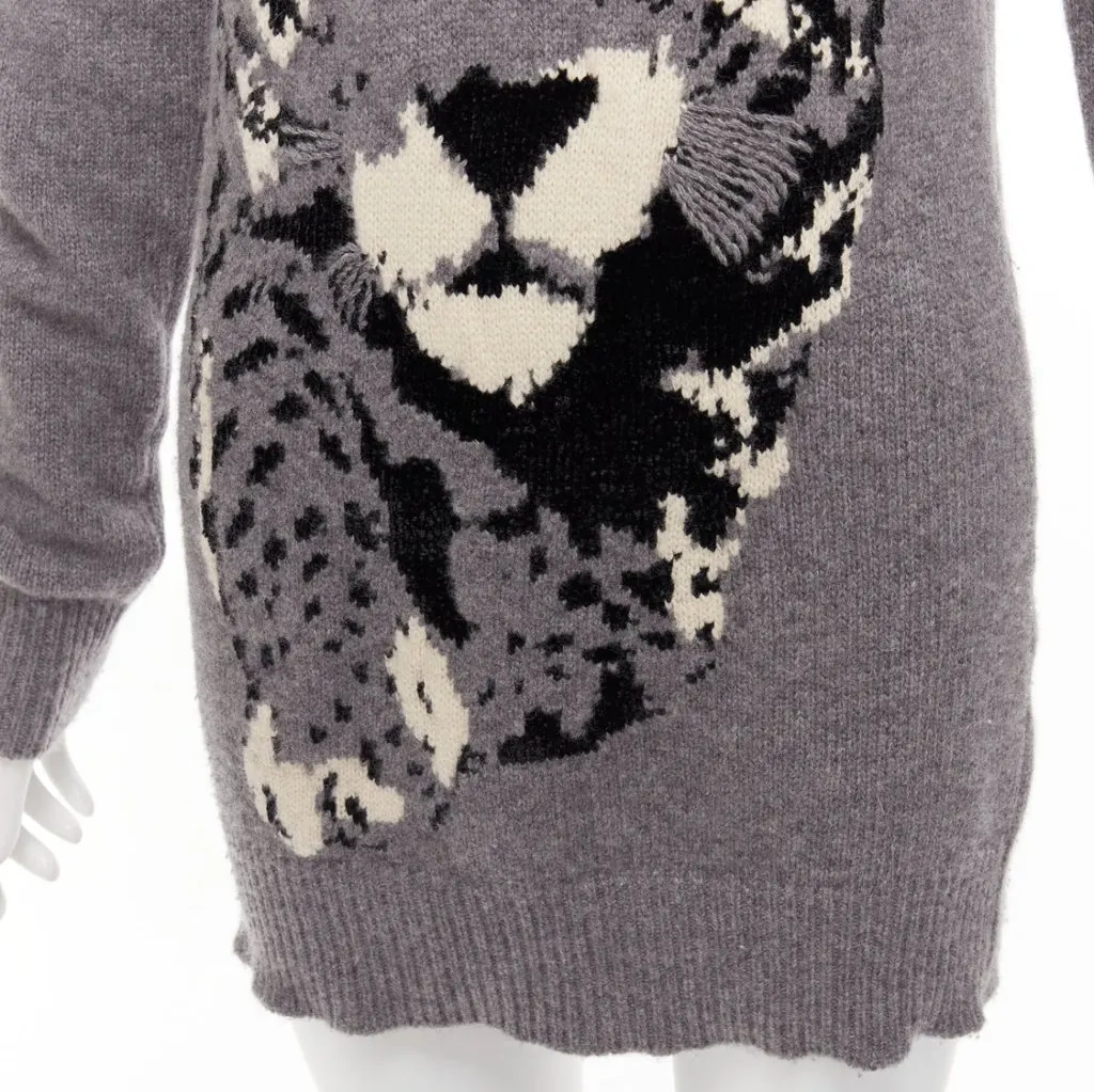 Stella McCartney Leopard Knit Dress Grey Wool Never worn - Back View