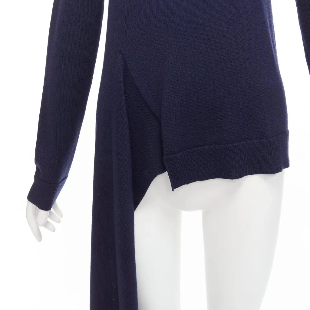 Ports 1961 Asymmetric Hem Sweater Navy Wool Fair - Back View