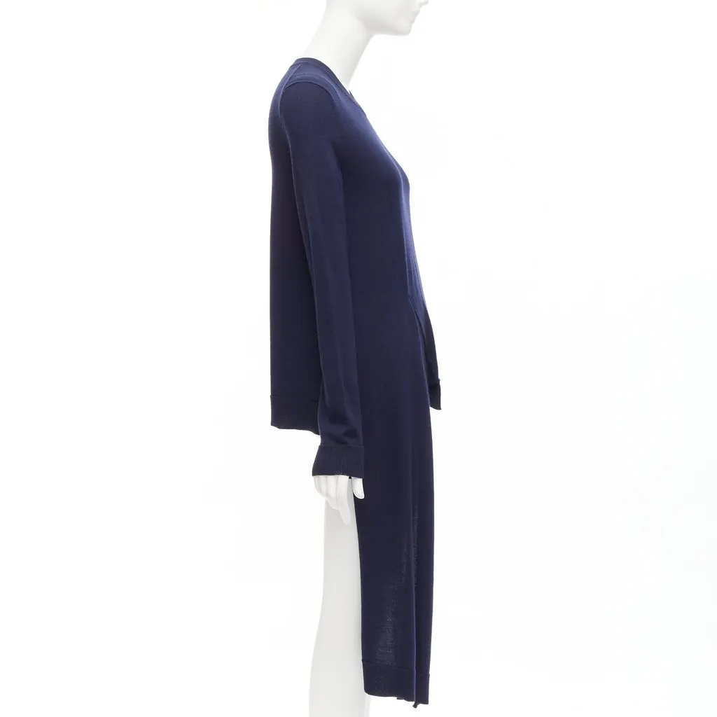 Ports 1961 Asymmetric Hem Sweater Navy Wool Fair - Model View