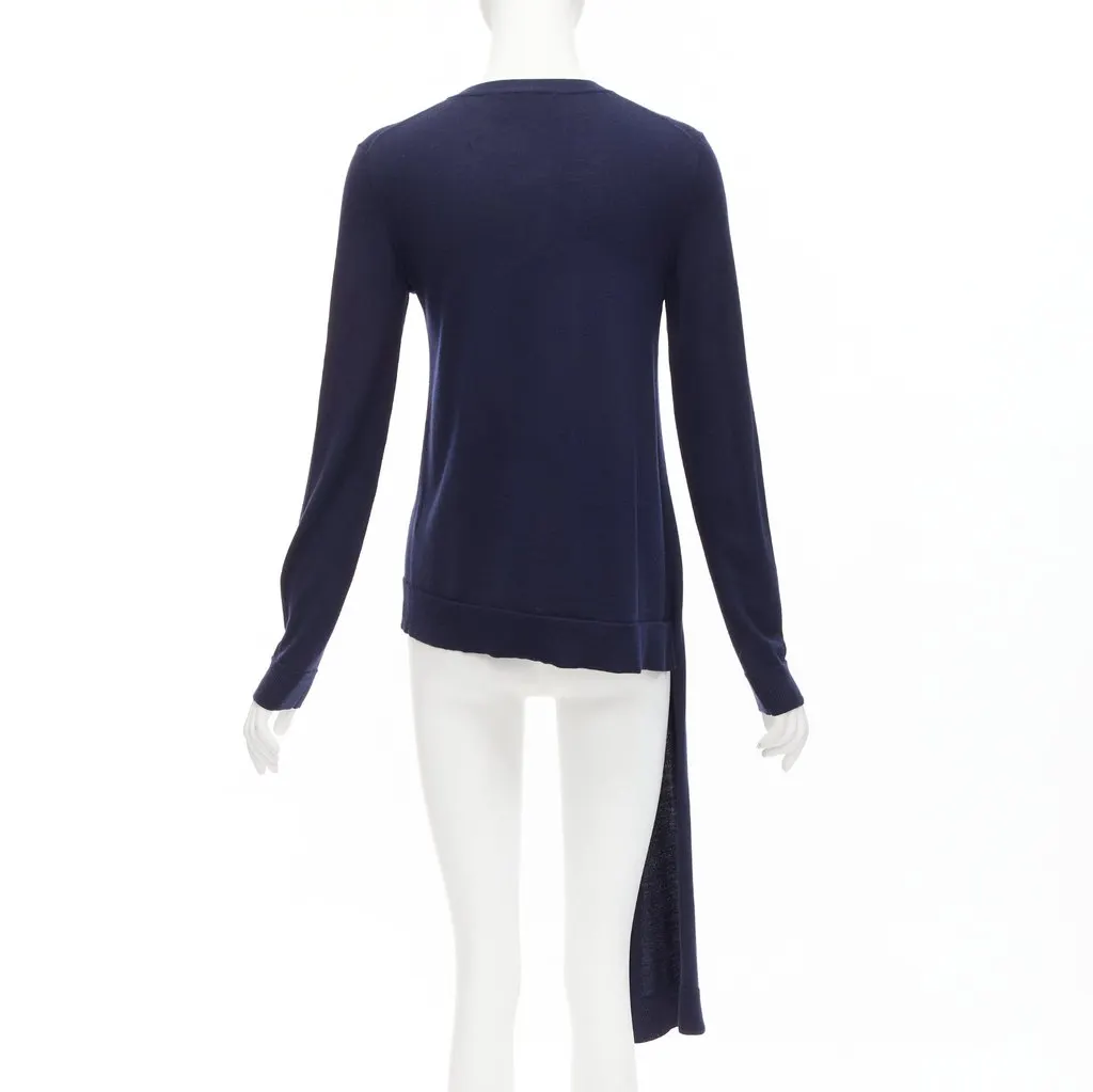Ports 1961 Asymmetric Hem Sweater Navy Wool Fair - Box View