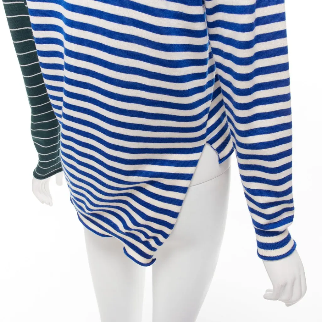 Ports 1961 Striped Asymmetric Sweater Blue Wool Very good - Back View