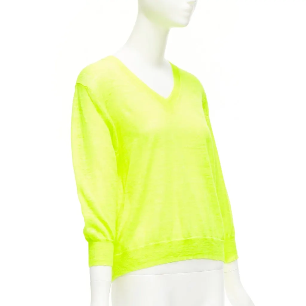 J.Crew Neon V Neck Pullover Yellow Cotton Never worn - Inside View