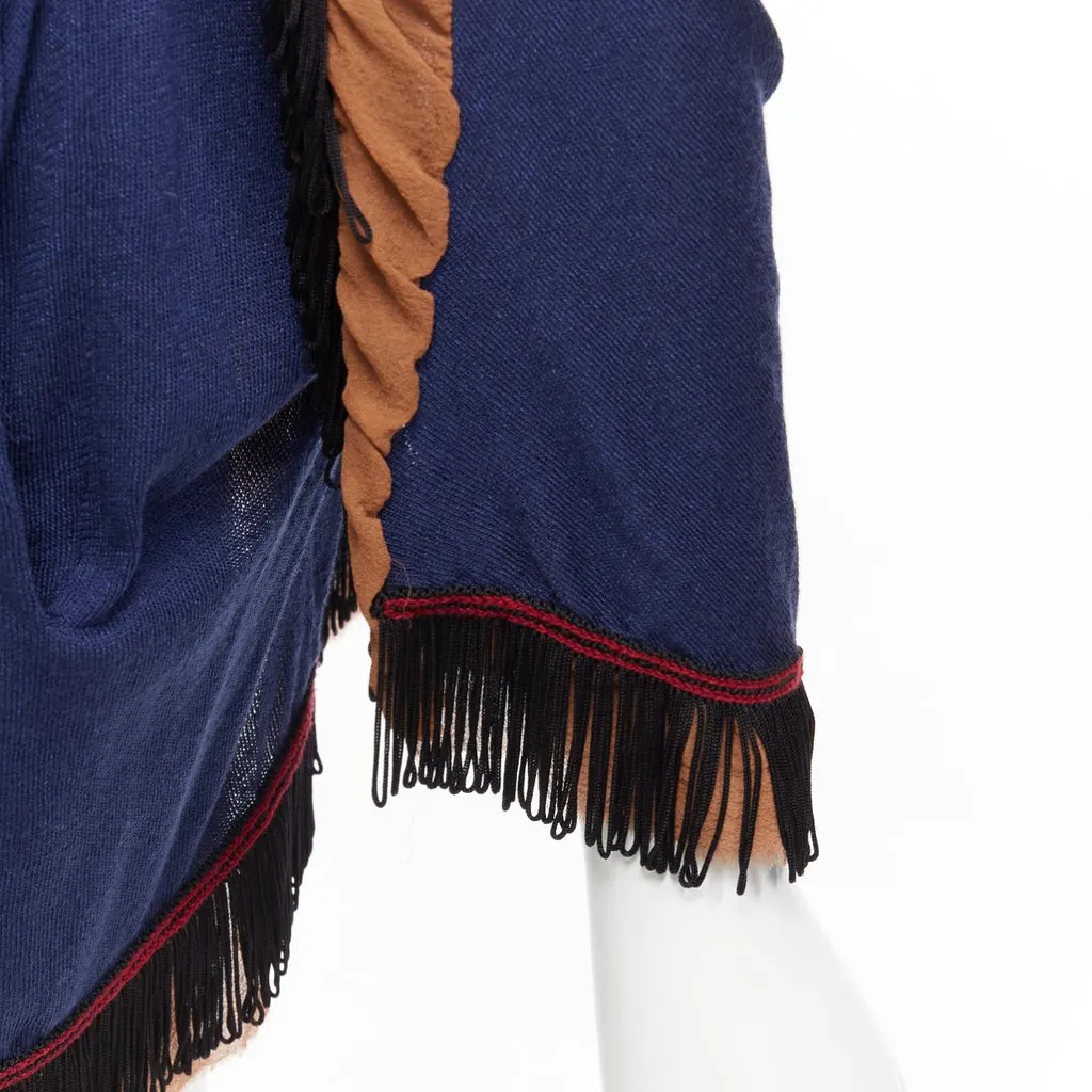 Toga Archives Loop Fringe Cardigan Navy Cotton Very good - Back View