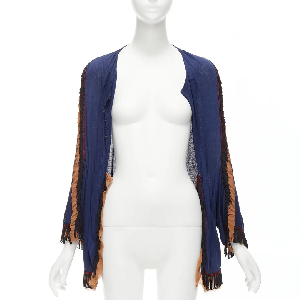 Toga Archives Loop Fringe Cardigan Navy Cotton Very good - Inside View