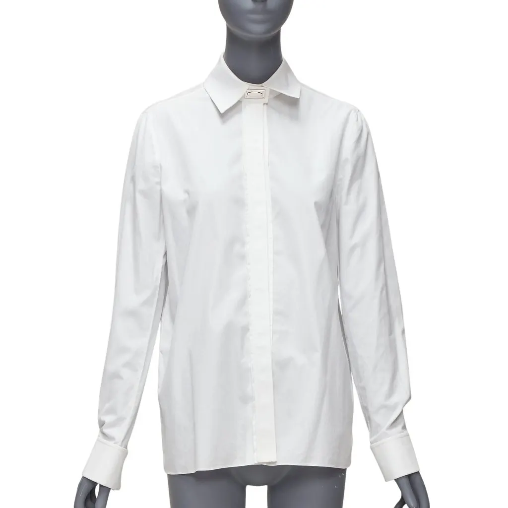 Givenchy Metal Button Shirt White Cotton Very good - Front View