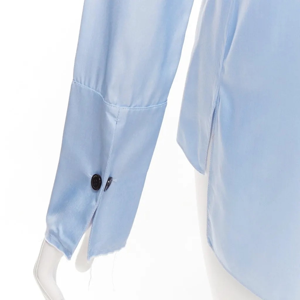 Marni Raw Edge Hem Shirt Blue Silk Good - Back View