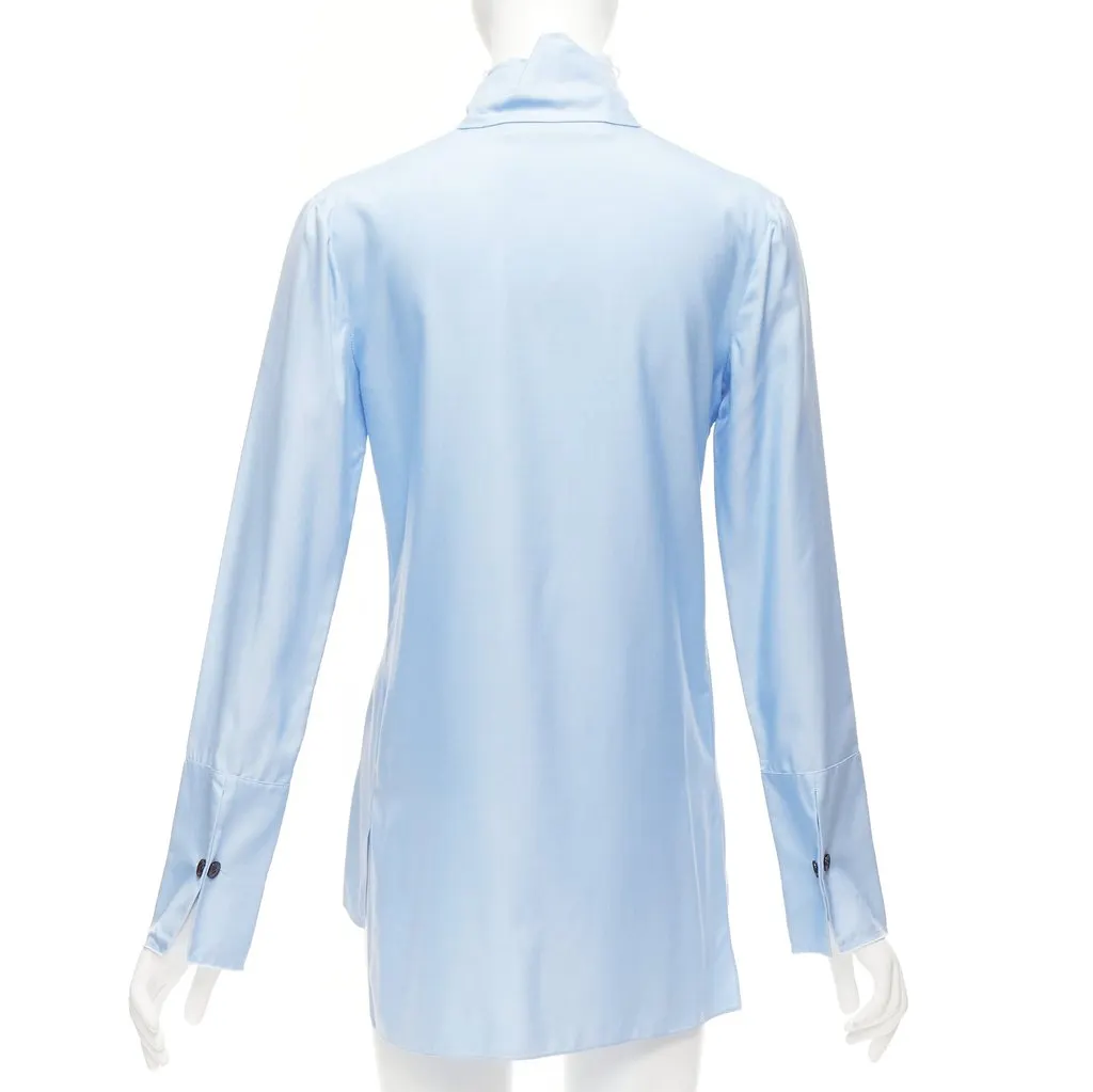 Marni Raw Edge Hem Shirt Blue Silk Good - Box View