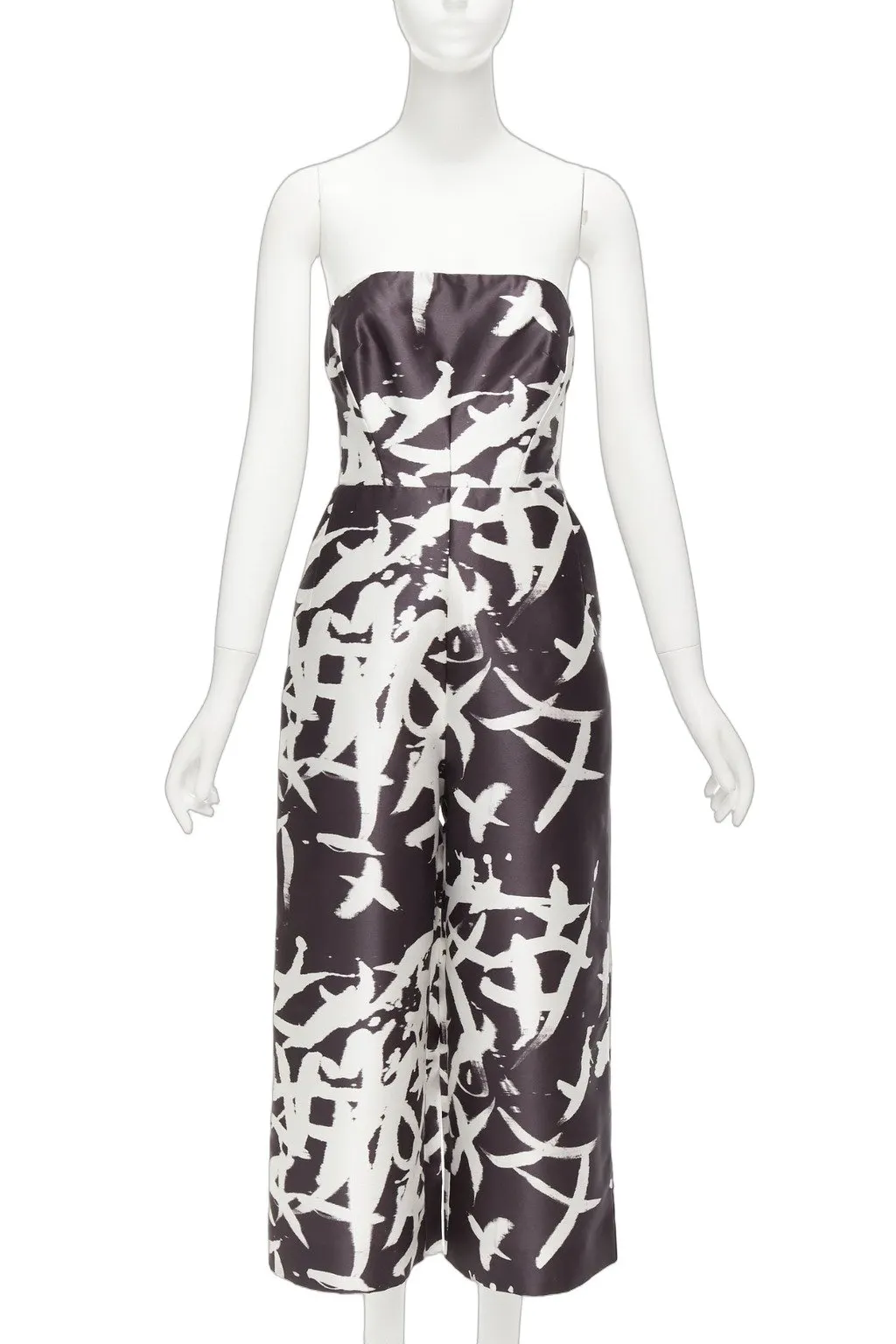Whistles Abstract Strapless Jumpsuit Black Polyester Never worn - Front View