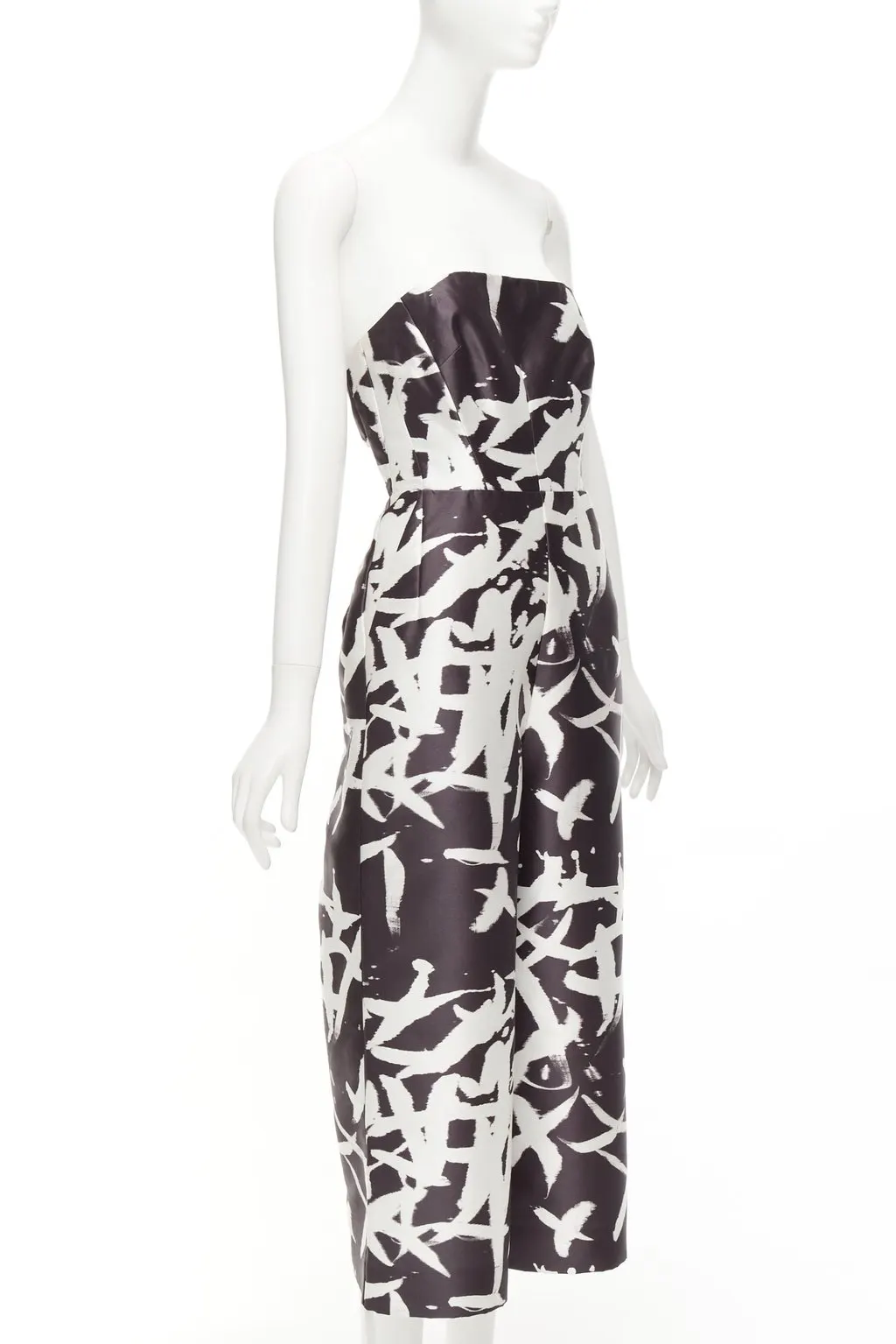 Whistles Abstract Strapless Jumpsuit Black Polyester Never worn - Inside View