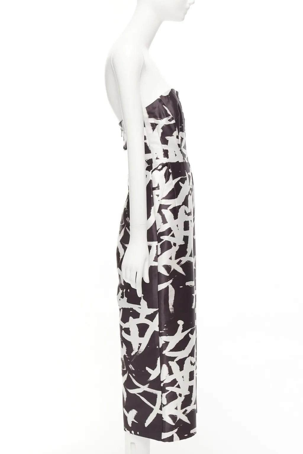 Whistles Abstract Strapless Jumpsuit Black Polyester Never worn - Model View