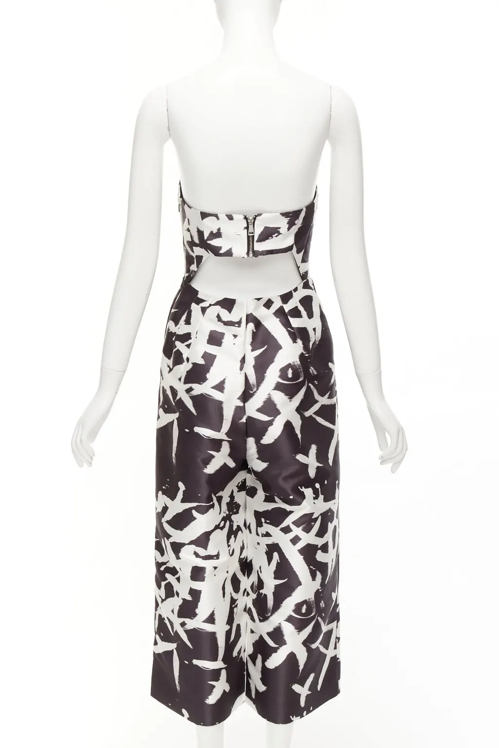 Whistles Abstract Strapless Jumpsuit Black Polyester Never worn - Box View