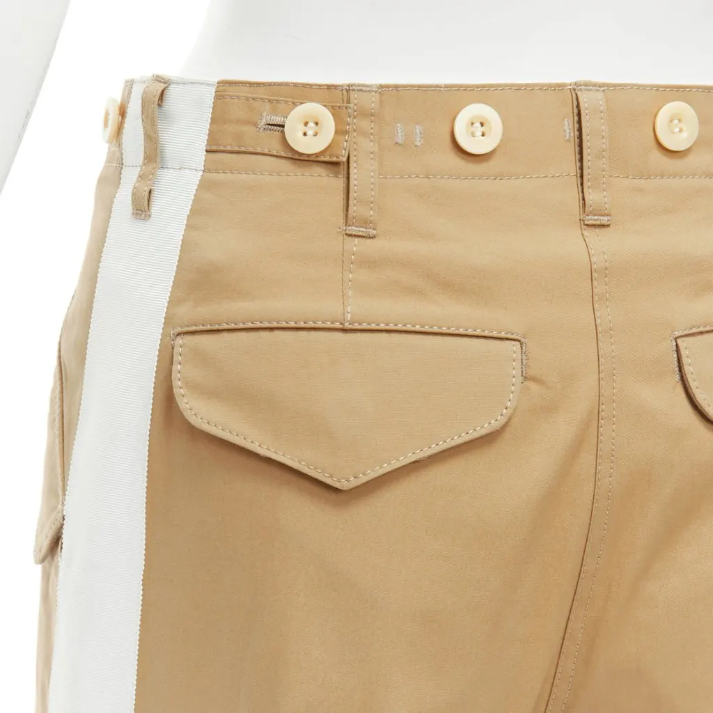 Sacai Cargo Wide Pants Beige Cotton Very good - Back View