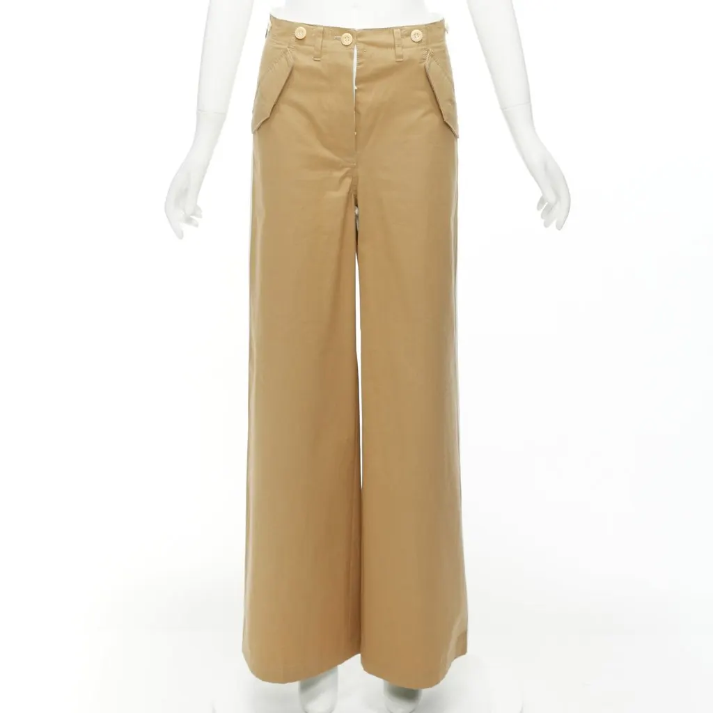Sacai Cargo Wide Pants Beige Cotton Very good - Inside View