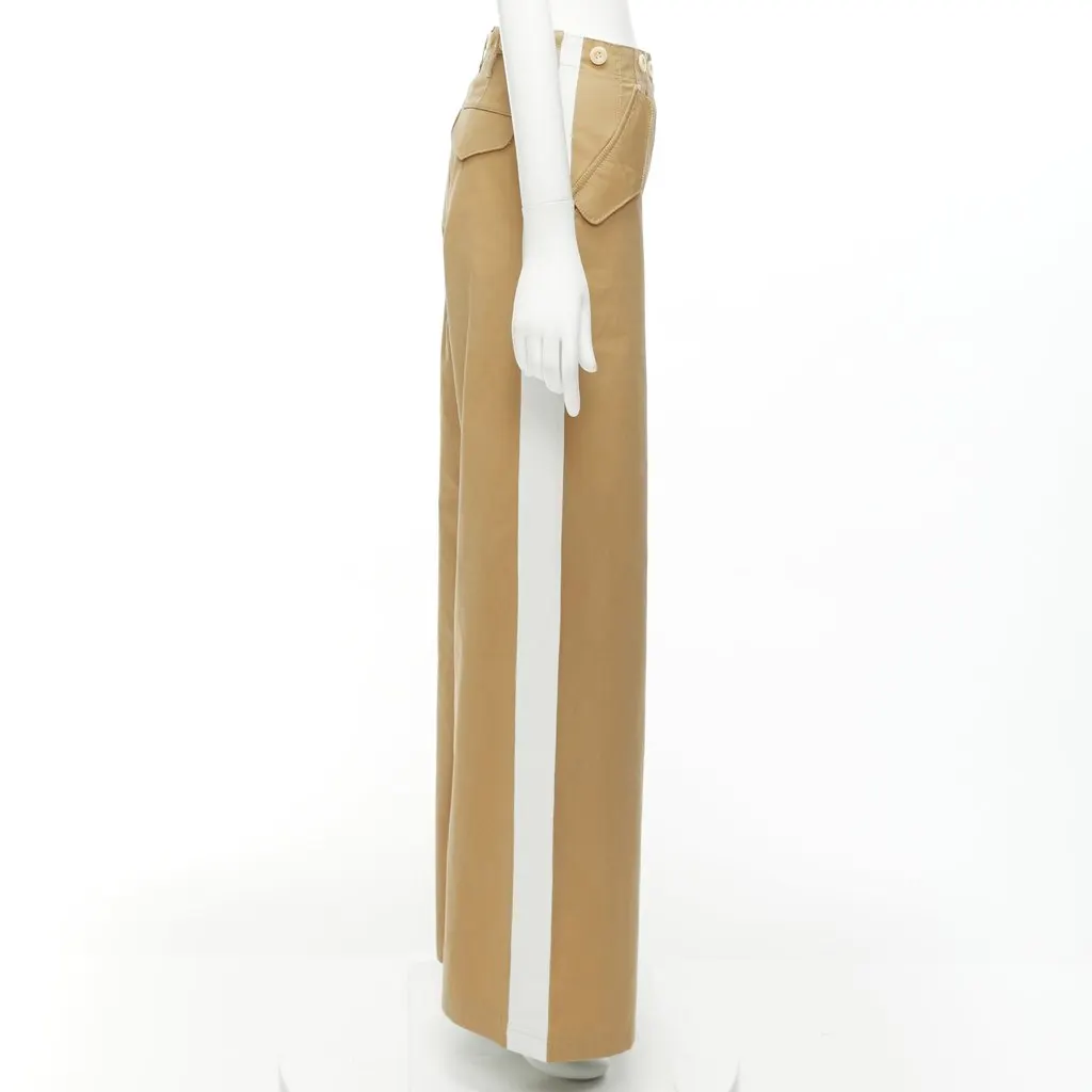 Sacai Cargo Wide Pants Beige Cotton Very good - Model View