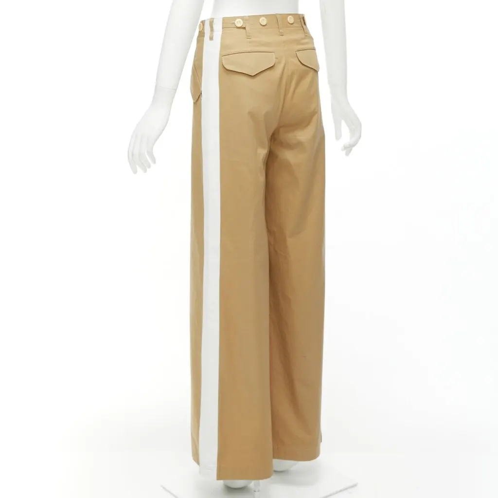 Sacai Cargo Wide Pants Beige Cotton Very good - Box View