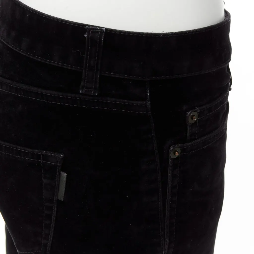 Saint Laurent Velvet Cropped Pants Black Cotton Fair - Back View