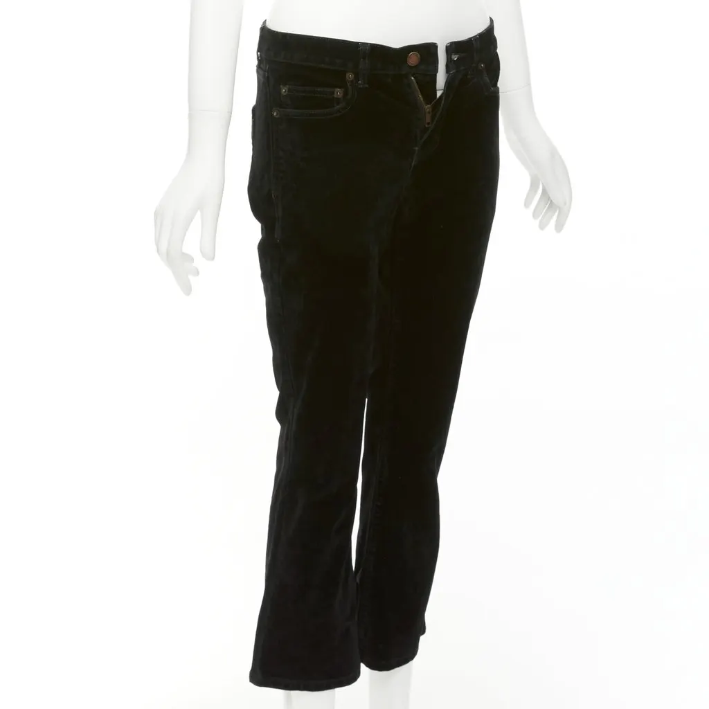 Saint Laurent Velvet Cropped Pants Black Cotton Fair - Inside View