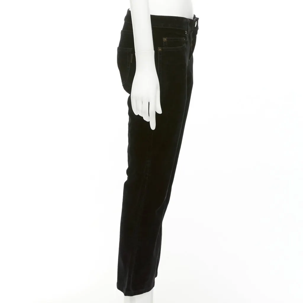 Saint Laurent Velvet Cropped Pants Black Cotton Fair - Model View