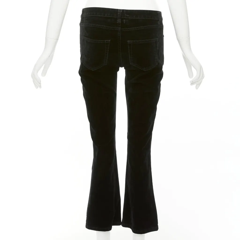 Saint Laurent Velvet Cropped Pants Black Cotton Fair - Box View