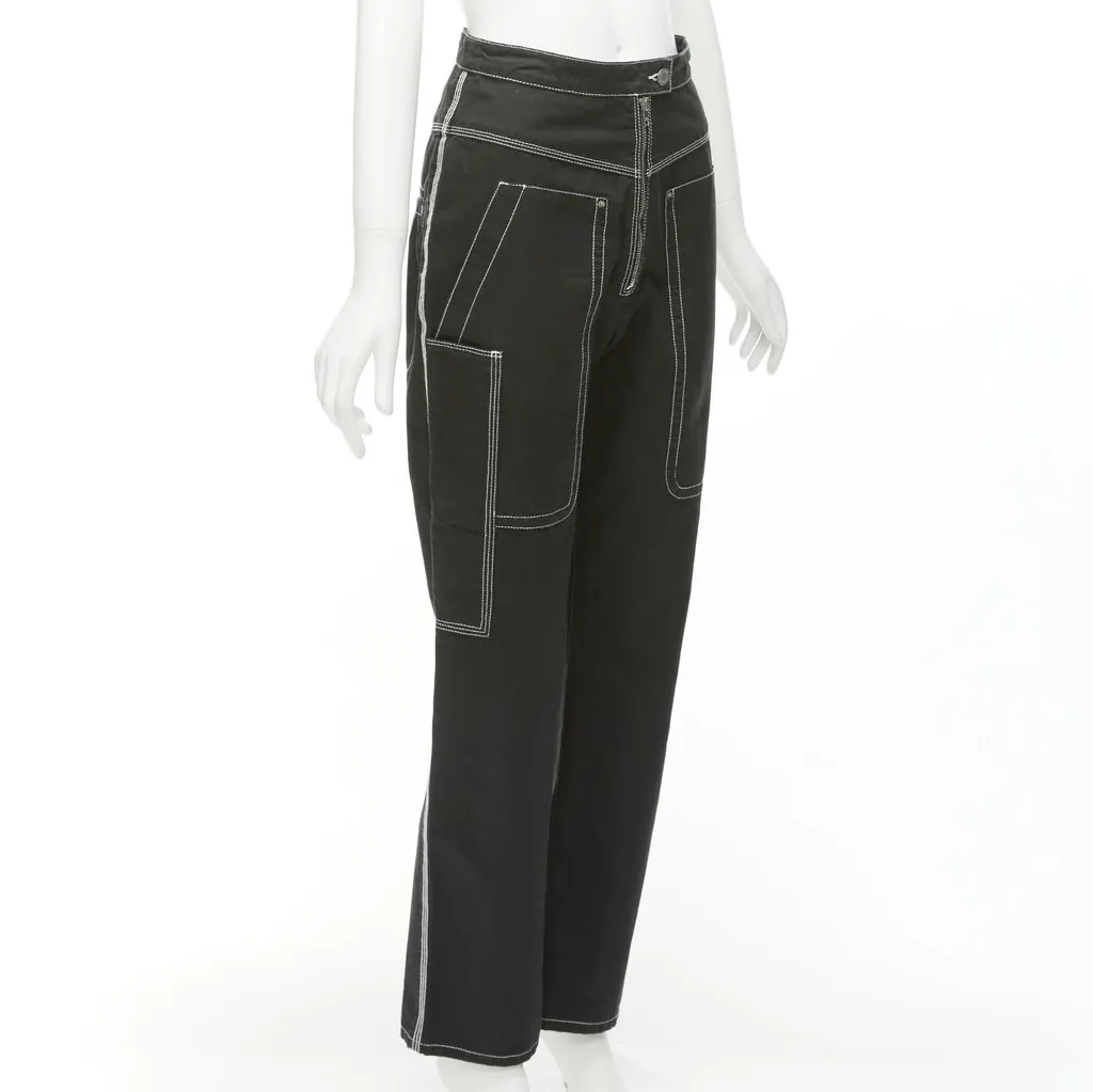 Isabel Marant Topstitch Carpenter Pants Black Cotton Very good - Inside View