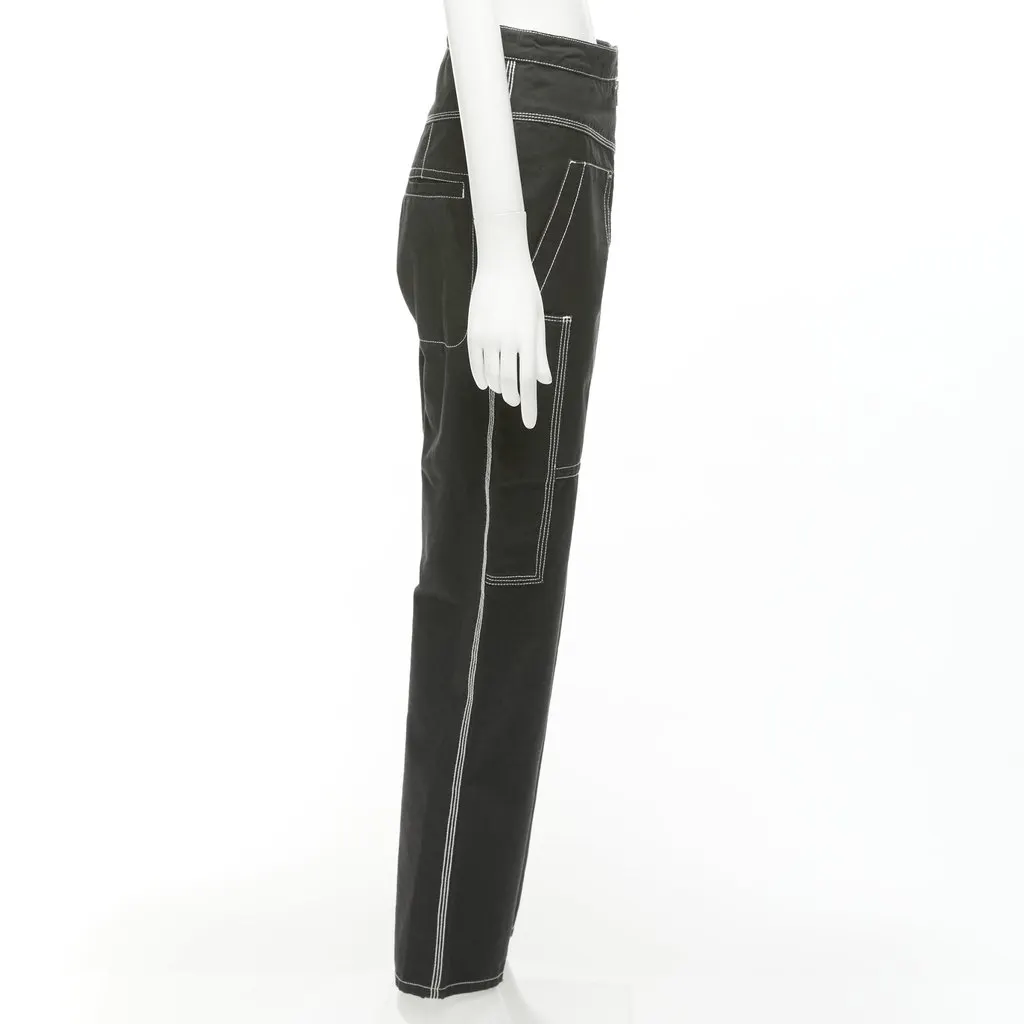 Isabel Marant Topstitch Carpenter Pants Black Cotton Very good - Model View