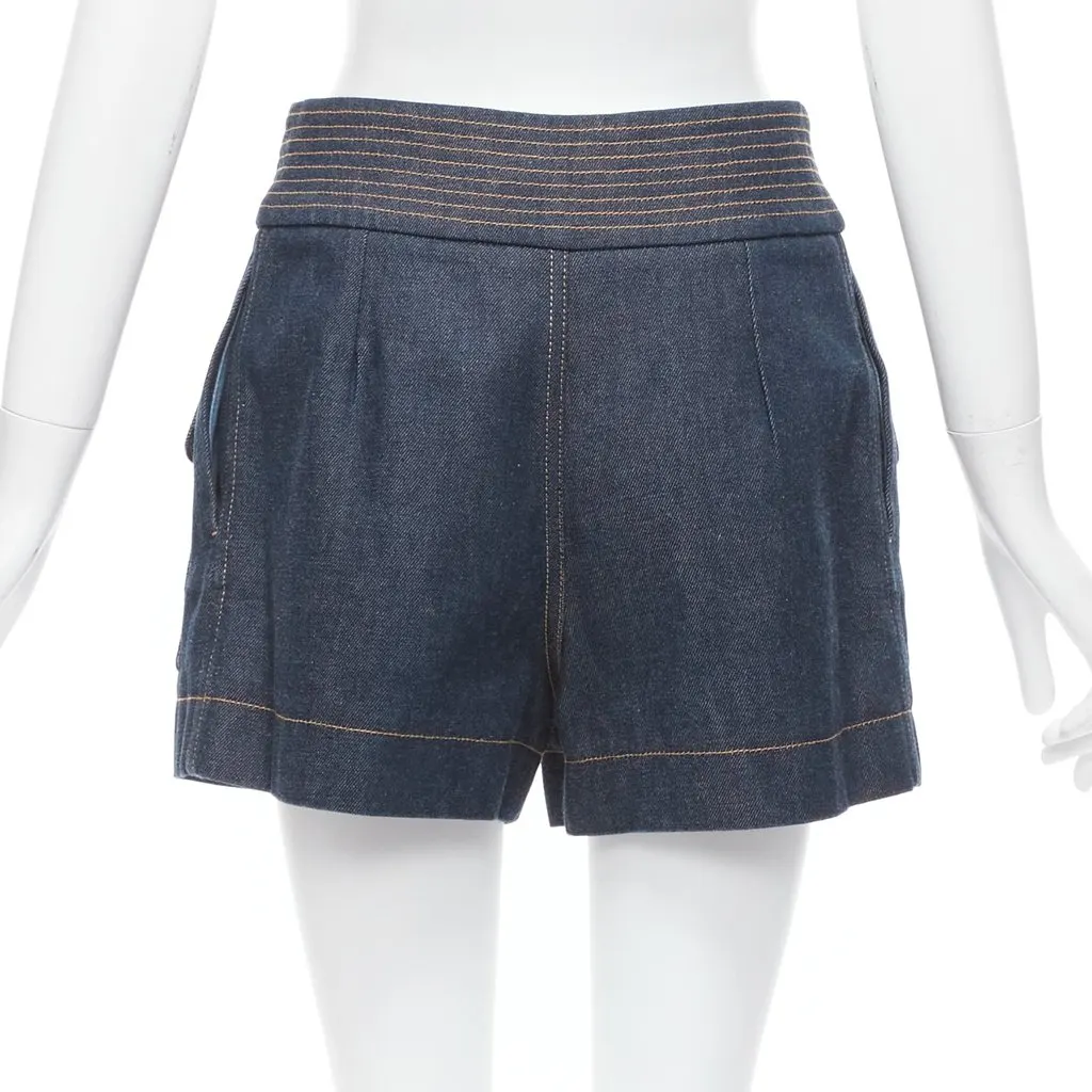 Chloé Geometric Bermuda Shorts Blue Denim Never worn - Box View