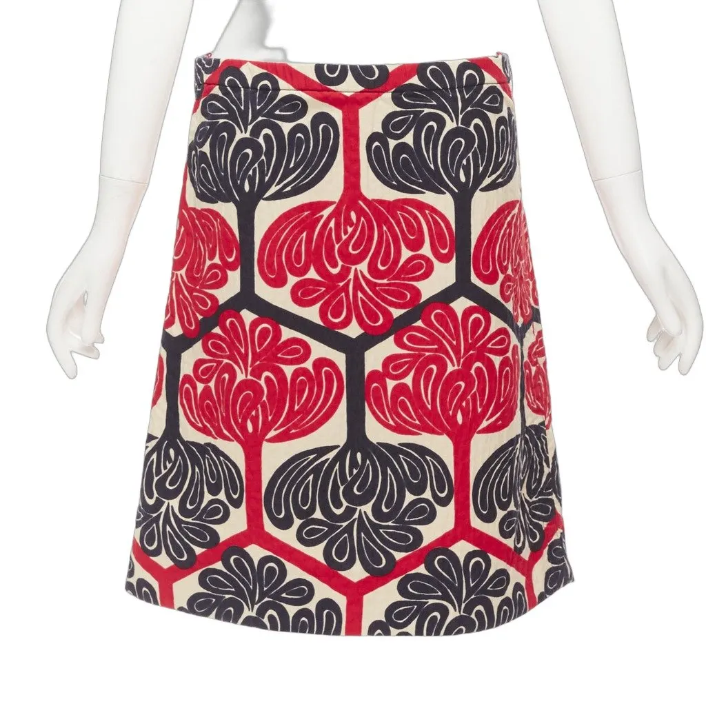 Marni Ethnic A-line Skirt Red Cotton Never worn - Front View