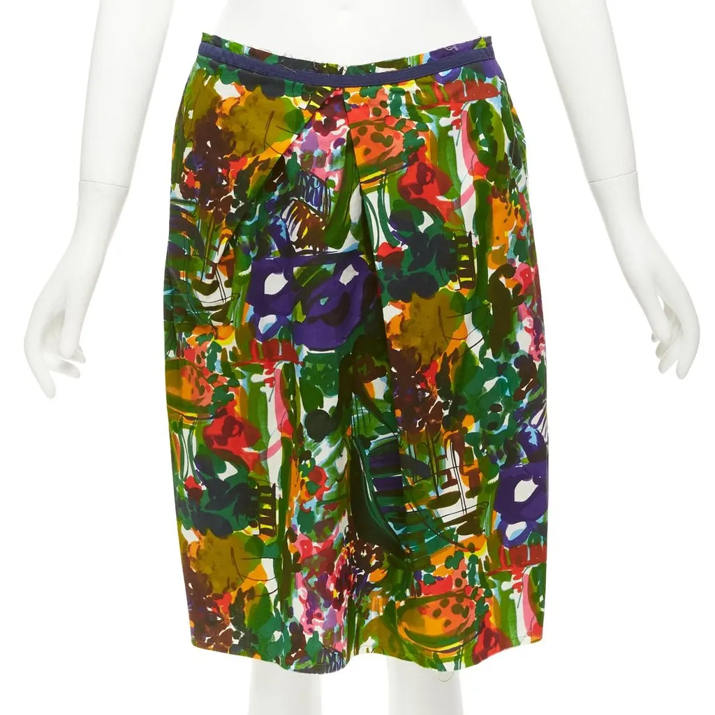 Marni Floral Pleat Skirt MultiColor Cotton Very good - Front View