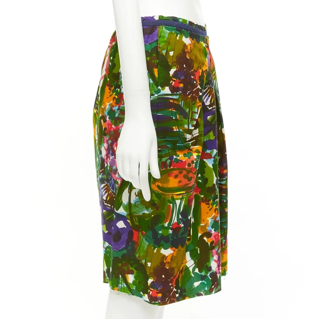 Marni Floral Pleat Skirt MultiColor Cotton Very good - Model View