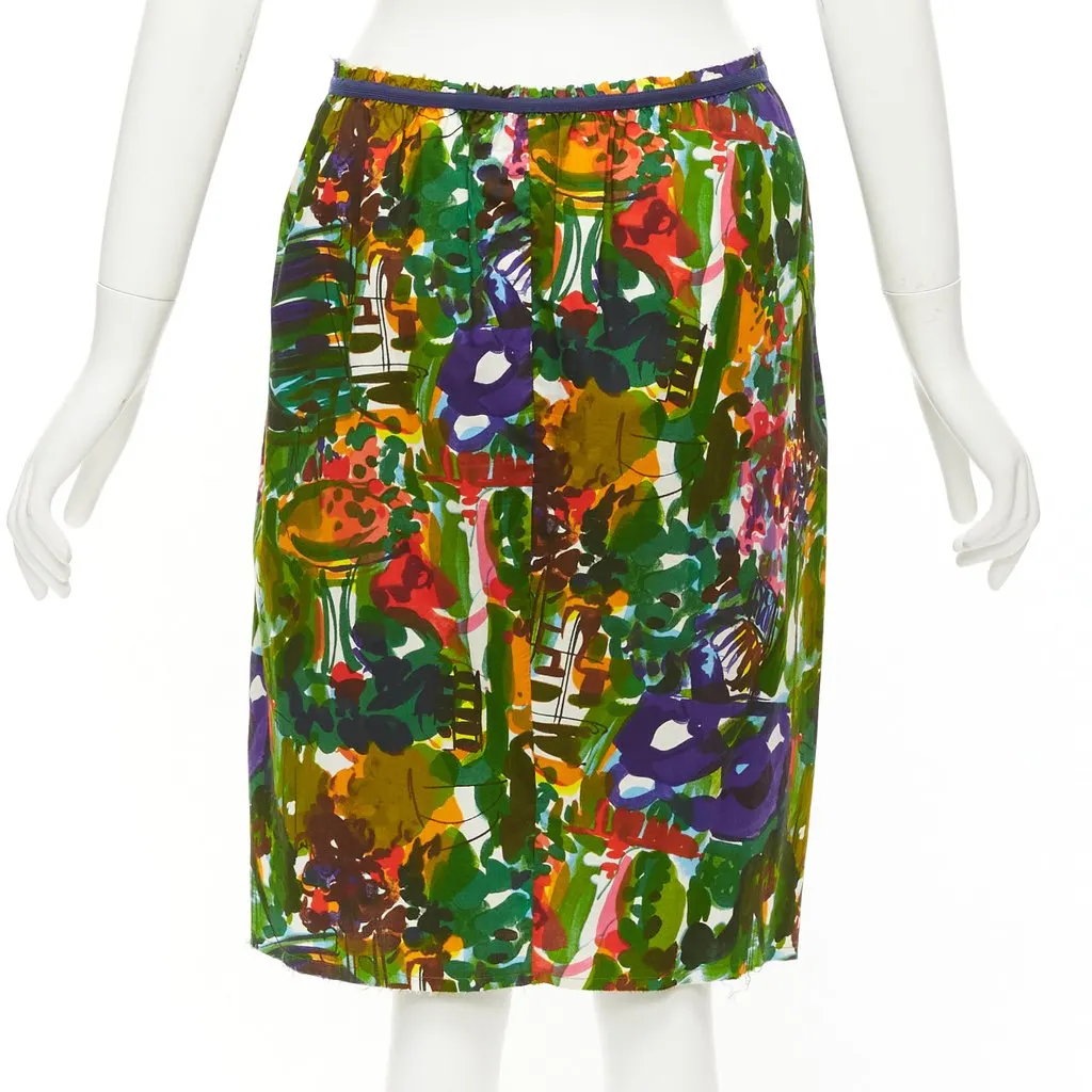 Marni Floral Pleat Skirt MultiColor Cotton Very good - Box View