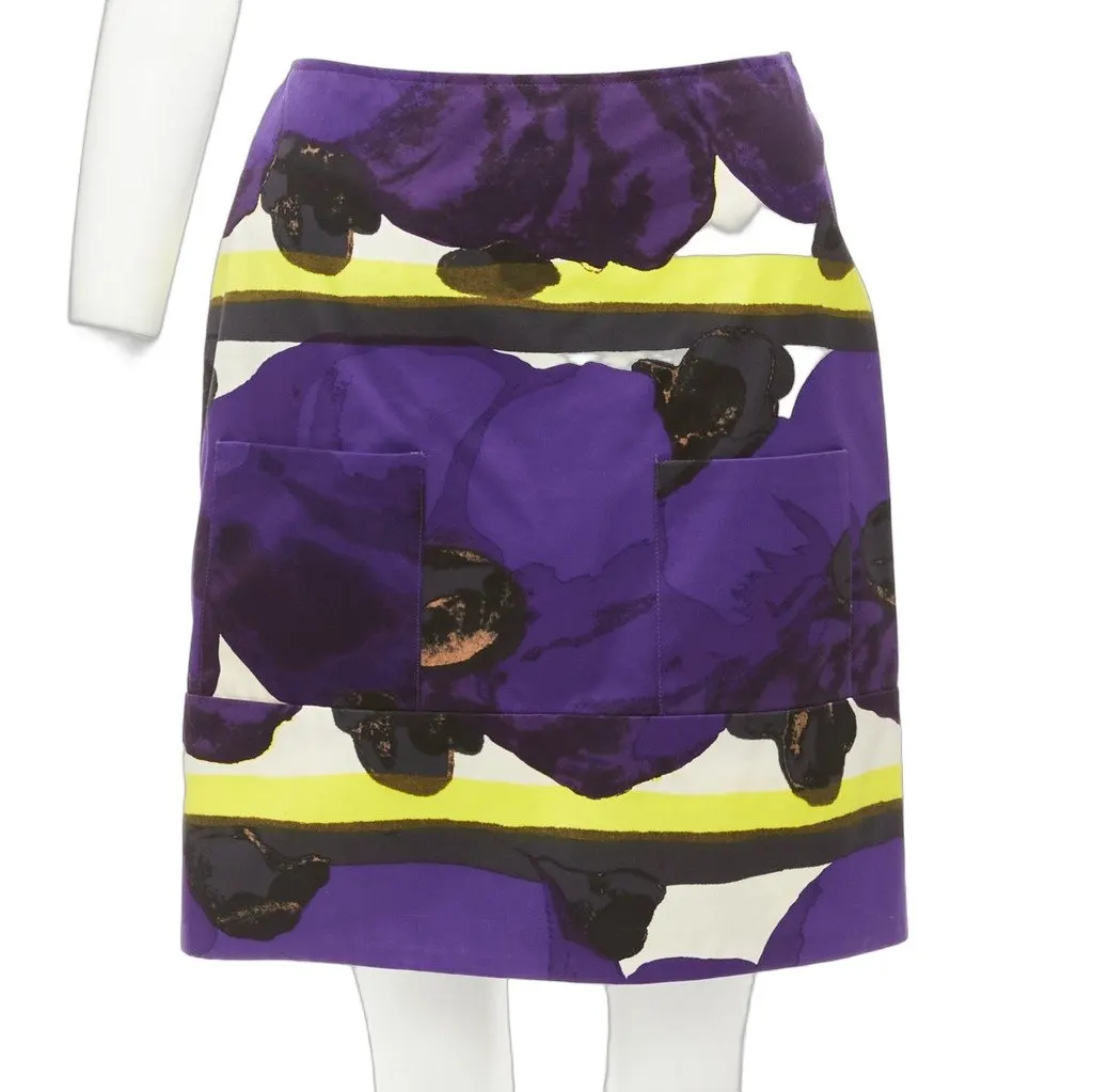 Marni Orchid Print Skirt Purple Cotton Never worn - Front View