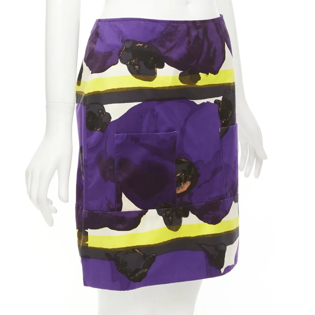 Marni Orchid Print Skirt Purple Cotton Never worn - Inside View