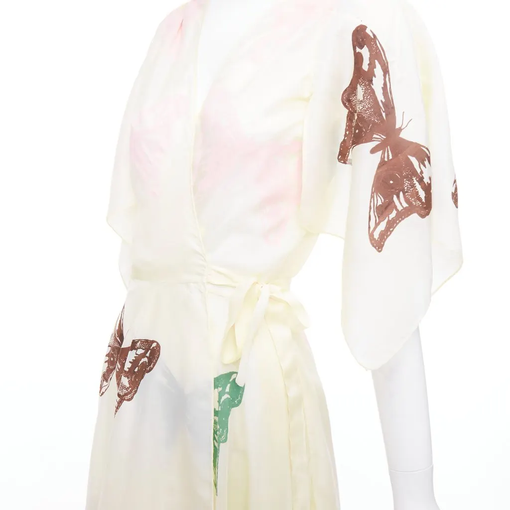 Jesse Kamm Butterfly Wrap Dress Ecru Silk Very good - Back View