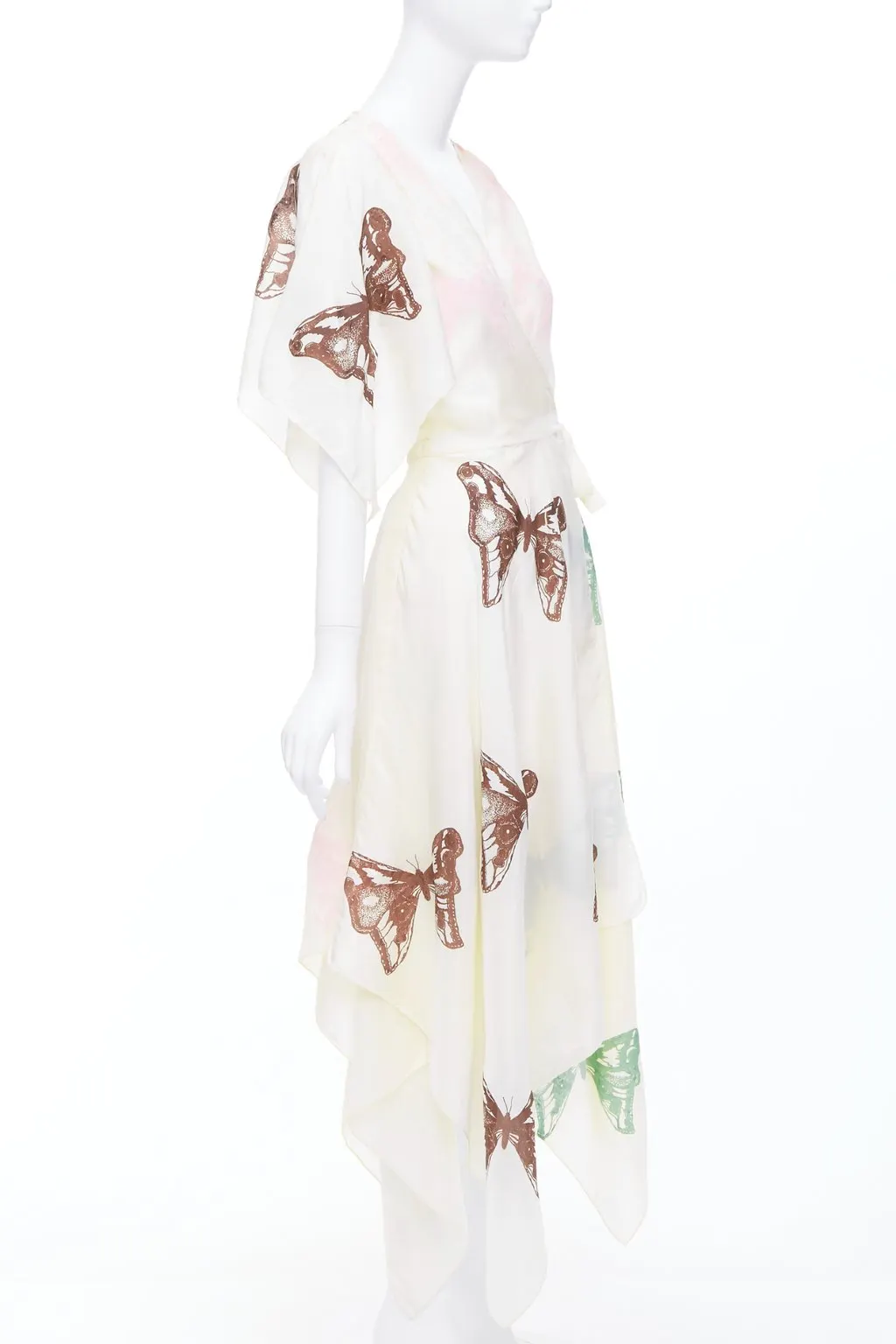 Jesse Kamm Butterfly Wrap Dress Ecru Silk Very good - Inside View