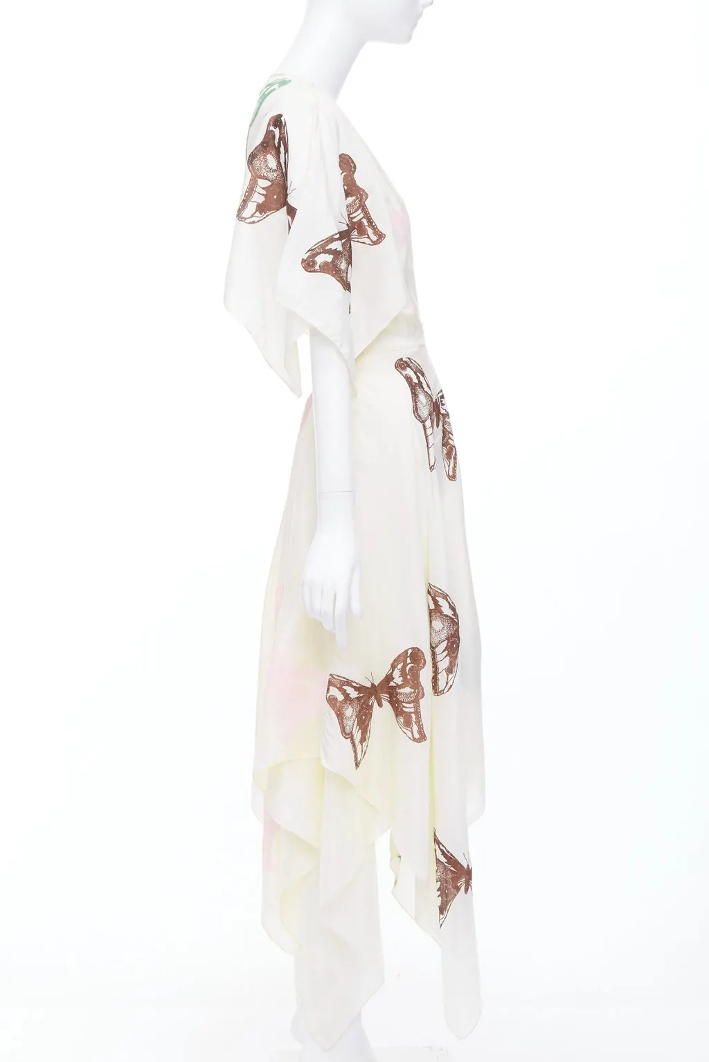 Jesse Kamm Butterfly Wrap Dress Ecru Silk Very good - Model View
