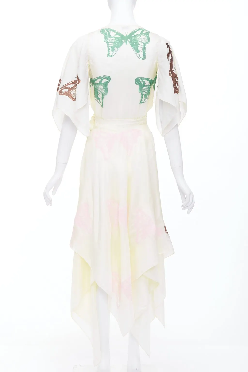 Jesse Kamm Butterfly Wrap Dress Ecru Silk Very good - Box View