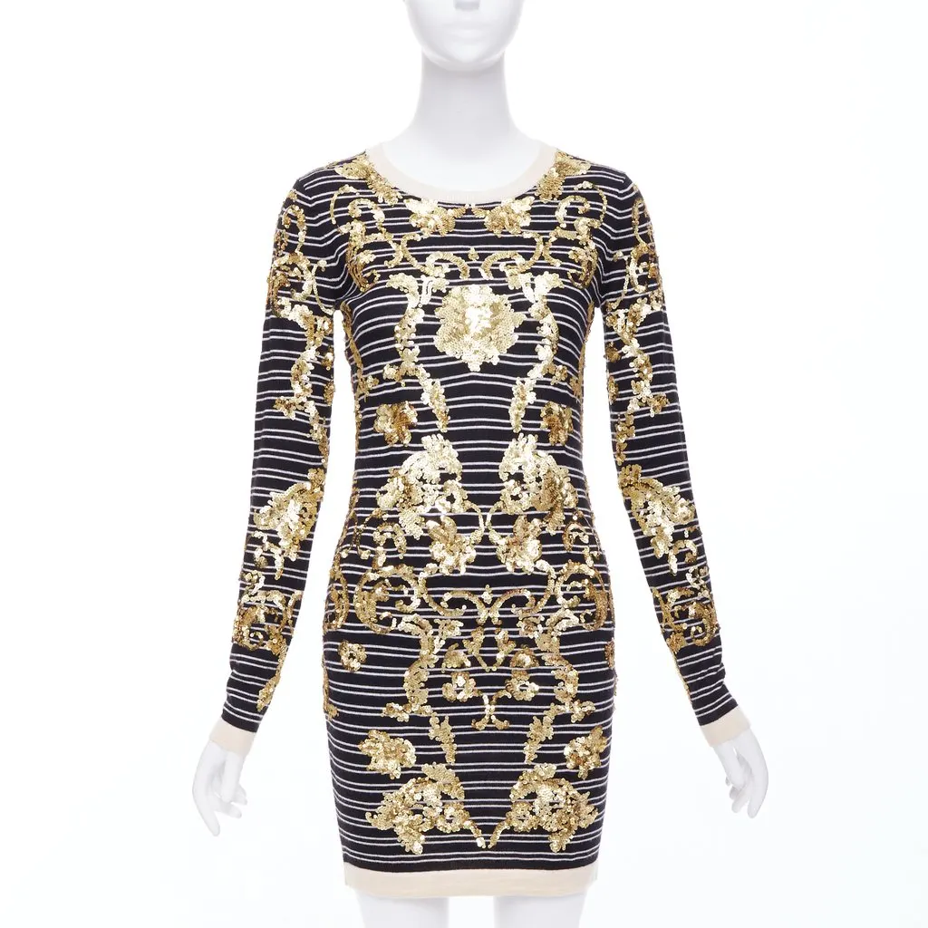 Markus Lupfer Striped Sweater Dress Black Wool Never worn - Front View
