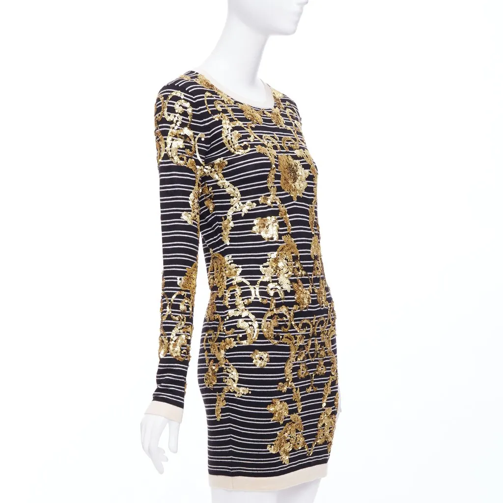 Markus Lupfer Striped Sweater Dress Black Wool Never worn - Inside View