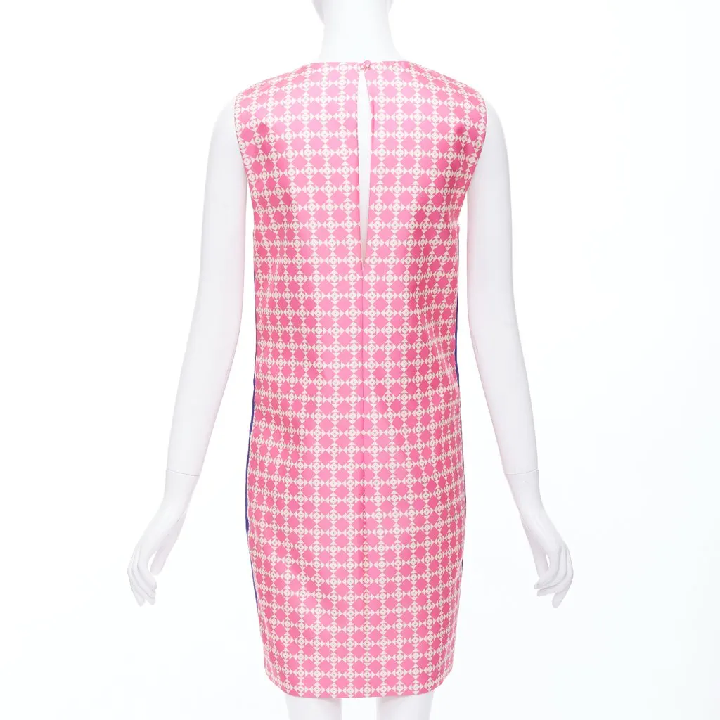 Fausto Puglisi Geometric Print Dress Blue Silk Never worn - Model View