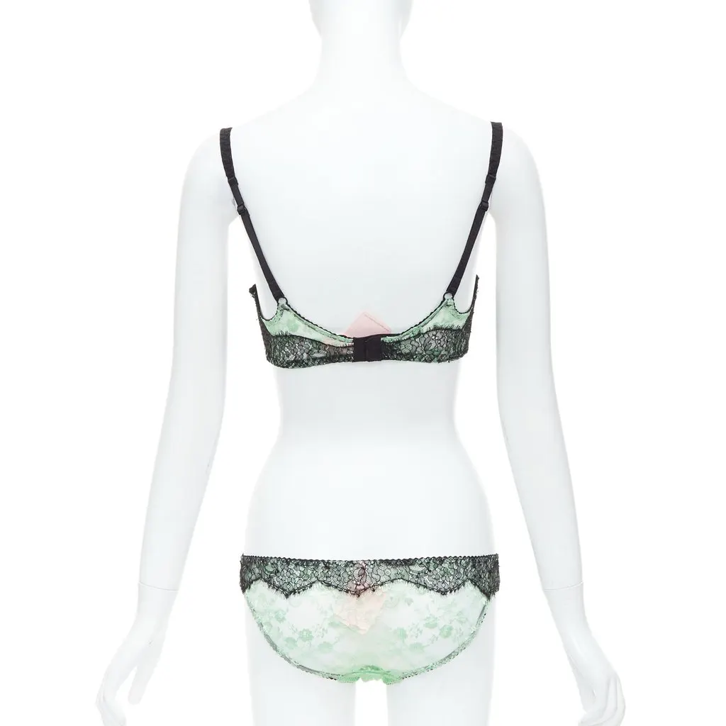 Agent Provocateur Lace Bow Bra Set Green Viscose Never worn, with tag - Box View