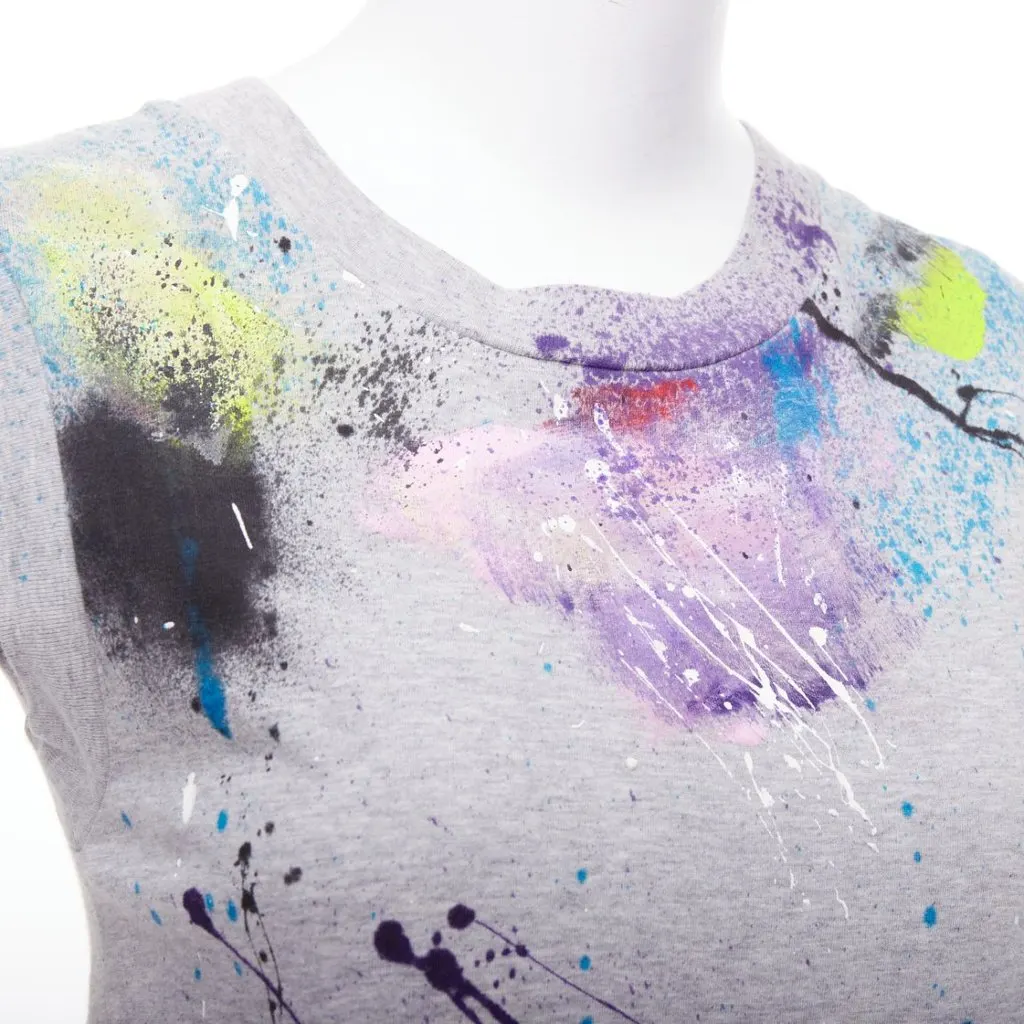 Dolce & Gabbana Painted Tank Top Grey Cotton Never worn - Back View