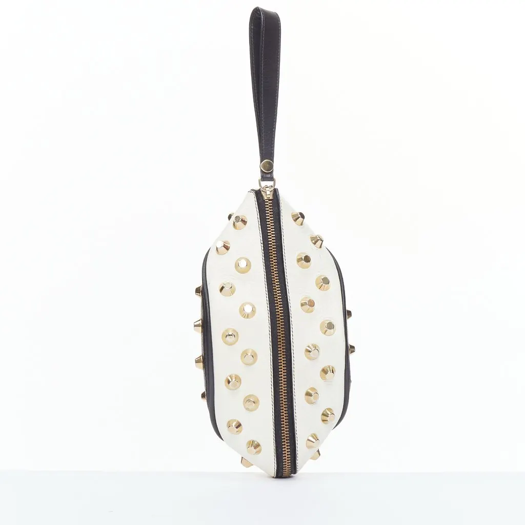Giancarlo Petriglia Embellished Fold Clutch Black Leather Fair - Front View